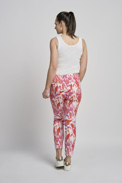 Pinns Tropical print Slim Leg Bengaline Ankle Grazer with Back Slit L26.5