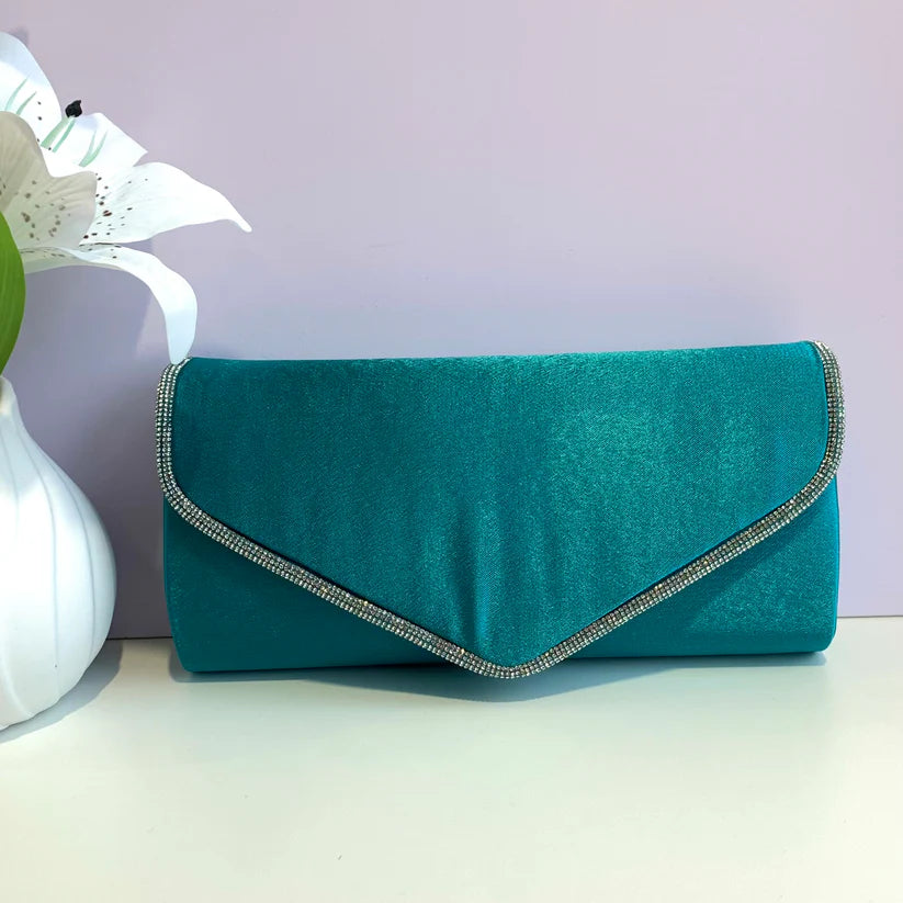 Satin Clutch Bag with long chain strap