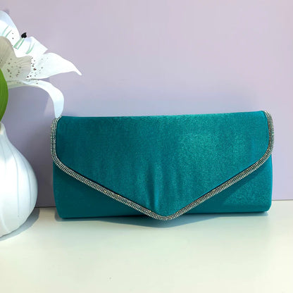 Satin Clutch Bag with long chain strap