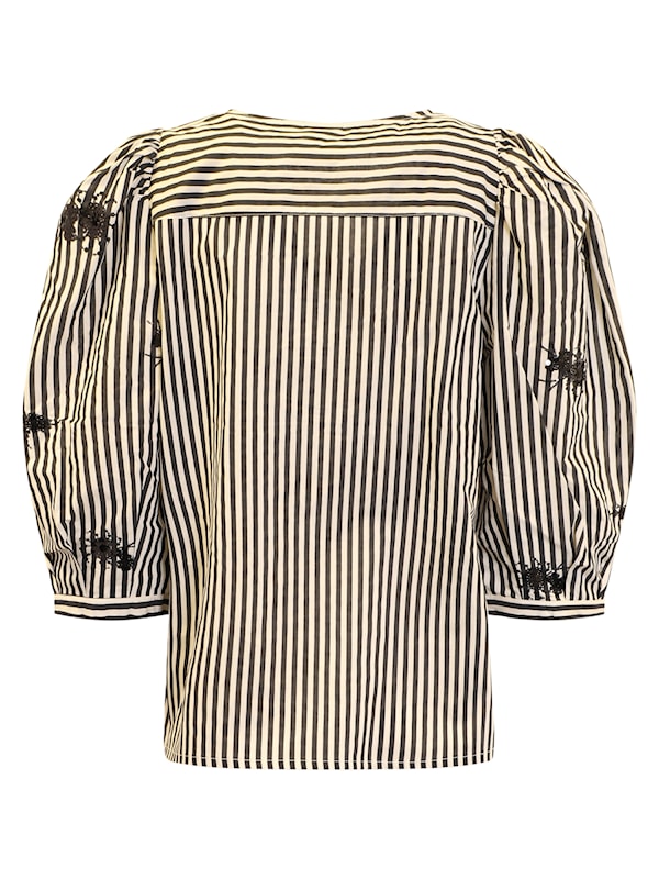 B Copenhagen round neck 3/4 sleeve stripe top with sleeve bead detail 60048