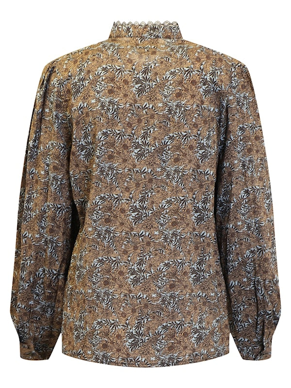 B Copenhagen Botanical Print Blouse with Frill Collar