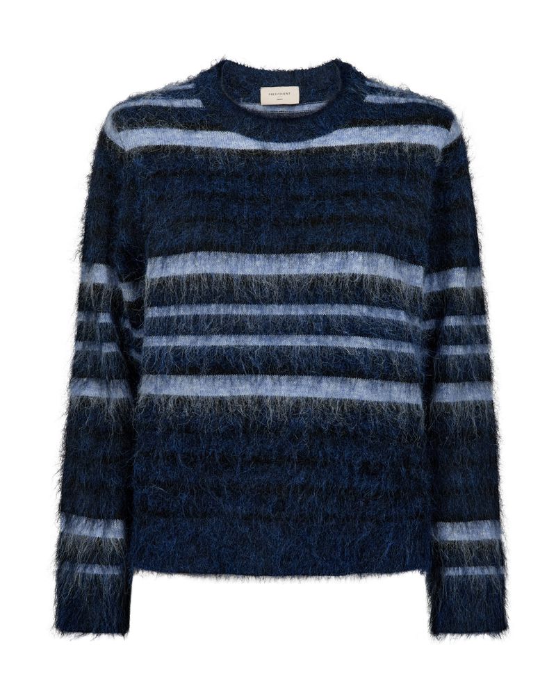 Free/Quent featheryarn roundneck jumper with stripes 211719