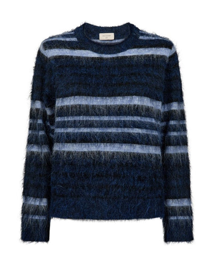 Free/Quent featheryarn roundneck jumper with stripes 211719