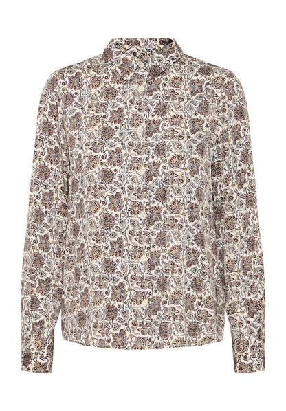 Fransa Paisley print blouse with collar and long sleeve  20617072