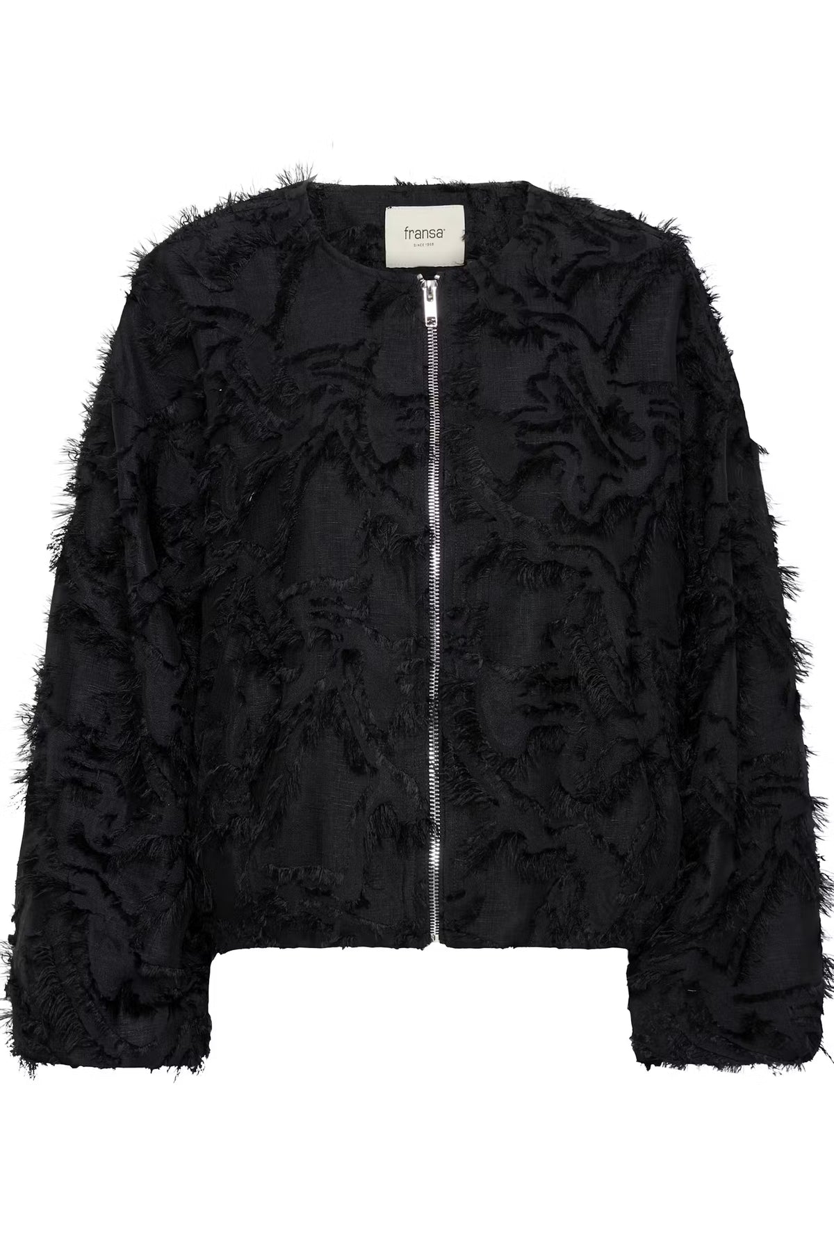Fransa Cali Lightweight Fringed Zip-Up Jacket