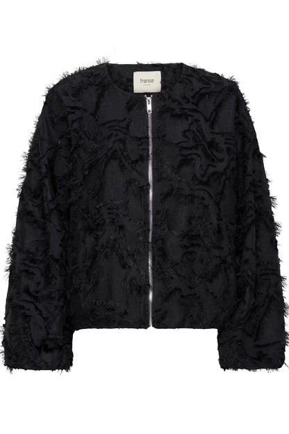 Fransa Cali Lightweight Fringed Zip-Up Jacket
