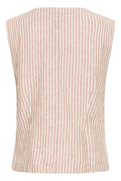Byoung Linen Blend Waistcoat in Woodsmoke Stripe 20818821 1