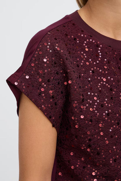 Fransa Zolana Short-Sleeve Sequin Top