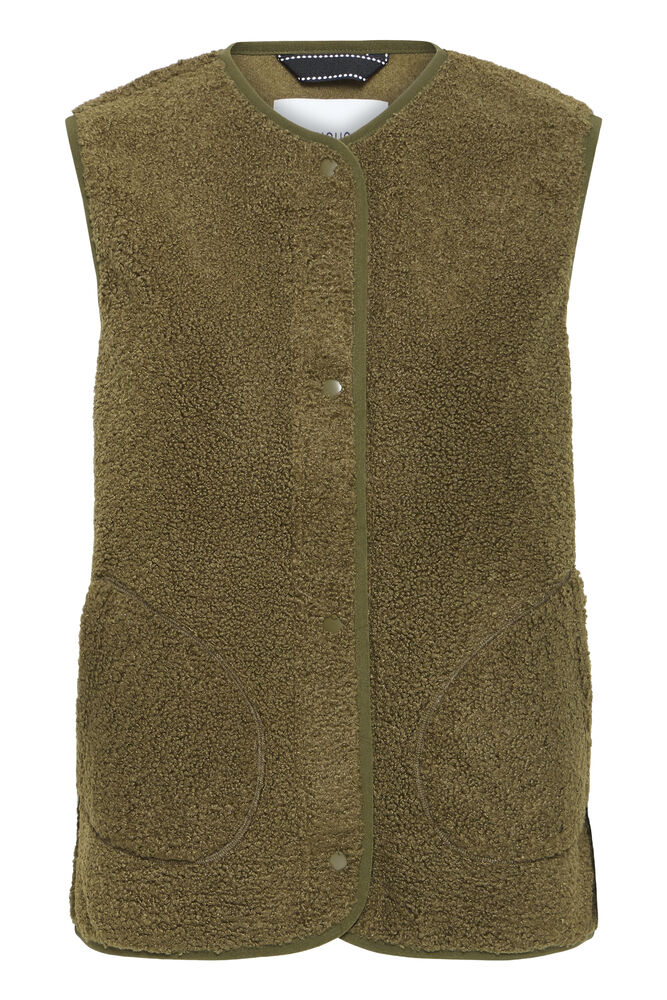 Byoung Teddy Gilet with pockets in Avocado green 20819465 Green