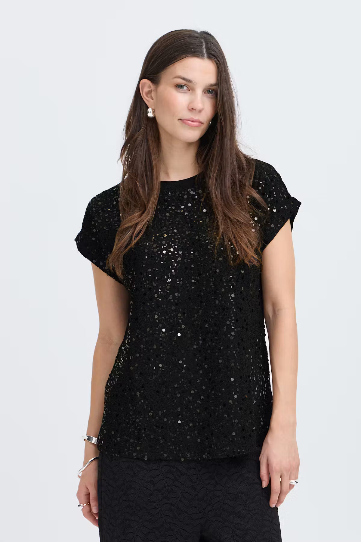 Fransa Zolana Short-Sleeve Sequin Top