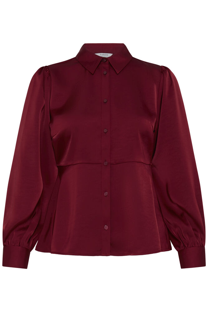 Byoung Satin Peplum Shirt with Long Sleeves