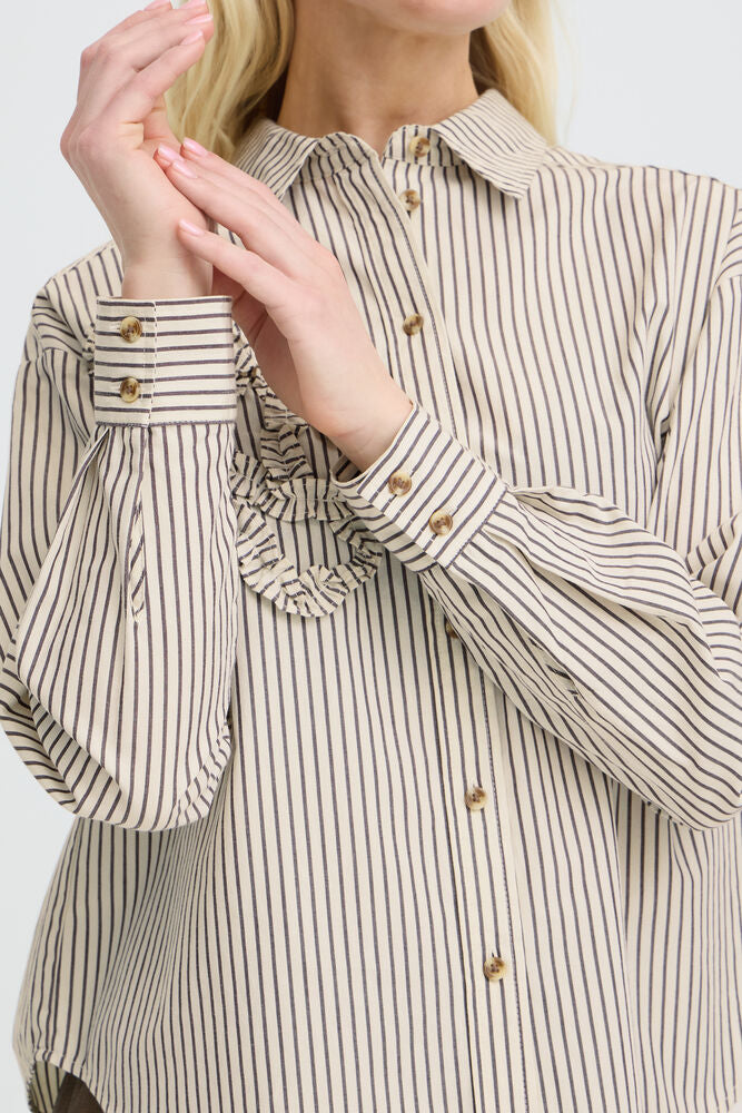 Byoung Cotton Jave stripe shirt with Frill detail  20819225