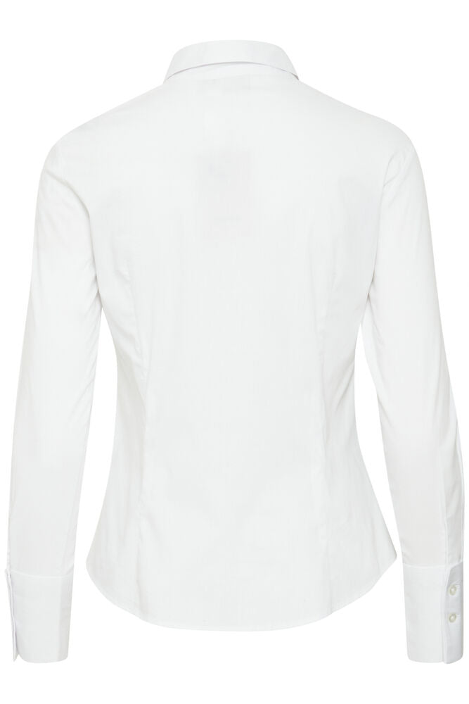 Fransa Pure White Cotton Shirt Tailored Fit