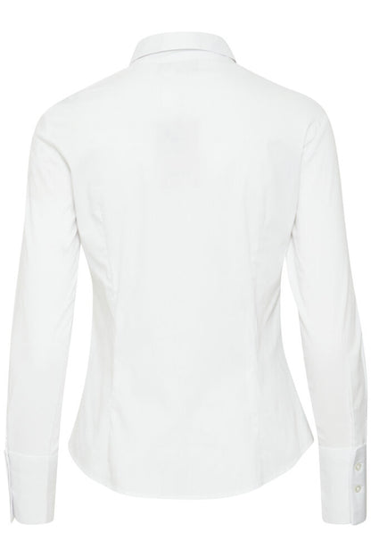 Fransa Pure White Cotton Shirt Tailored Fit