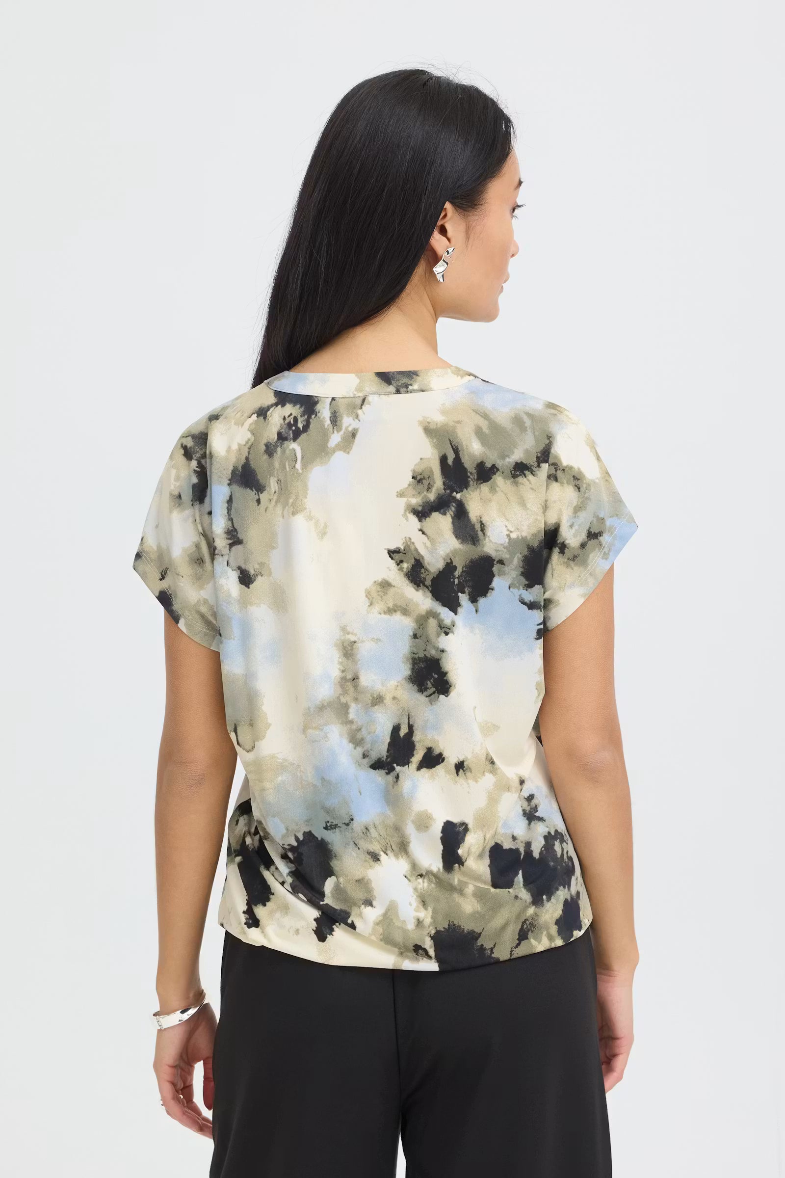 Fransa Watercolour print short sleeve top 20618048
