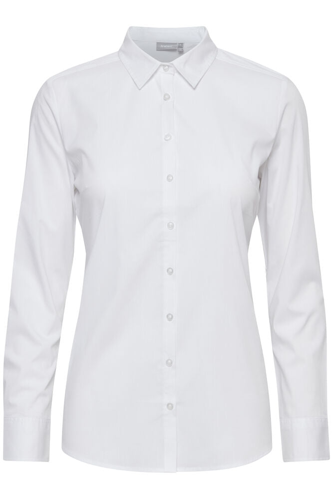 Fransa Pure White Cotton Shirt Regular Fit