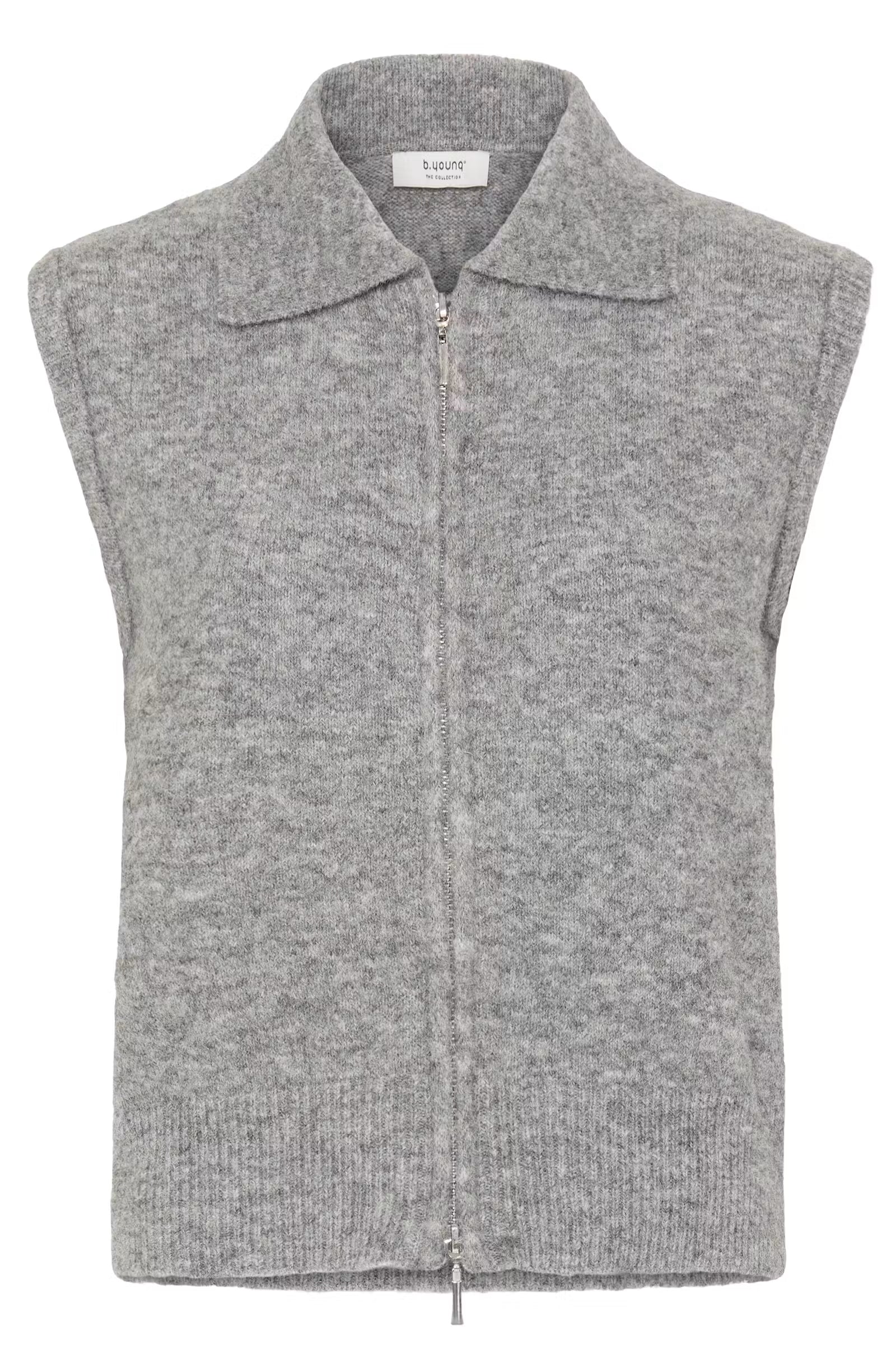 Byoung Omea Knitted Vest with Zip closing in Marl Grey  20819113