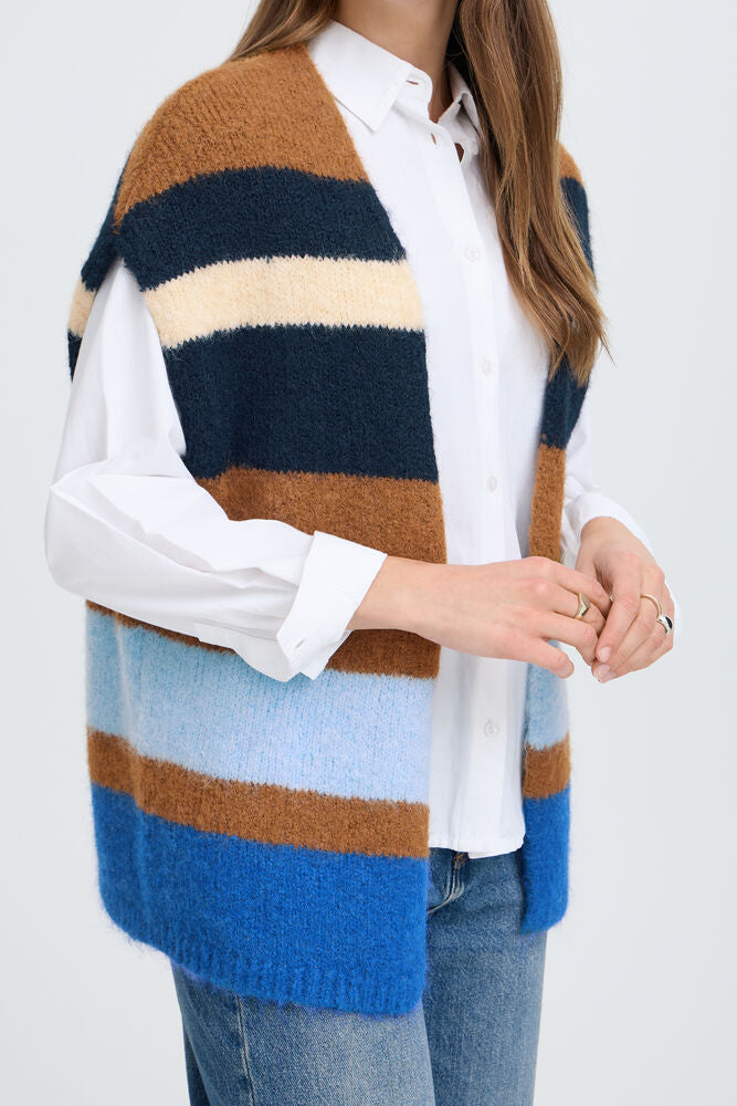 Byoung Knit waistcoat in Tan stripe 20819365