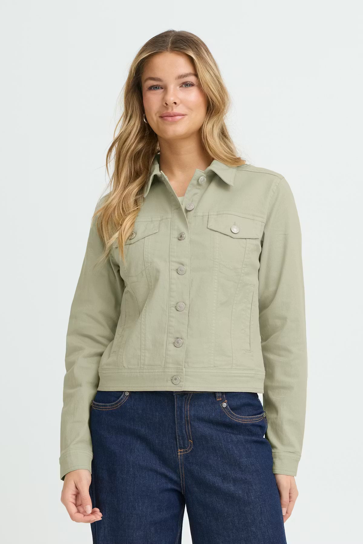 Fransa Twill short jacket in Desert Sage 20609189