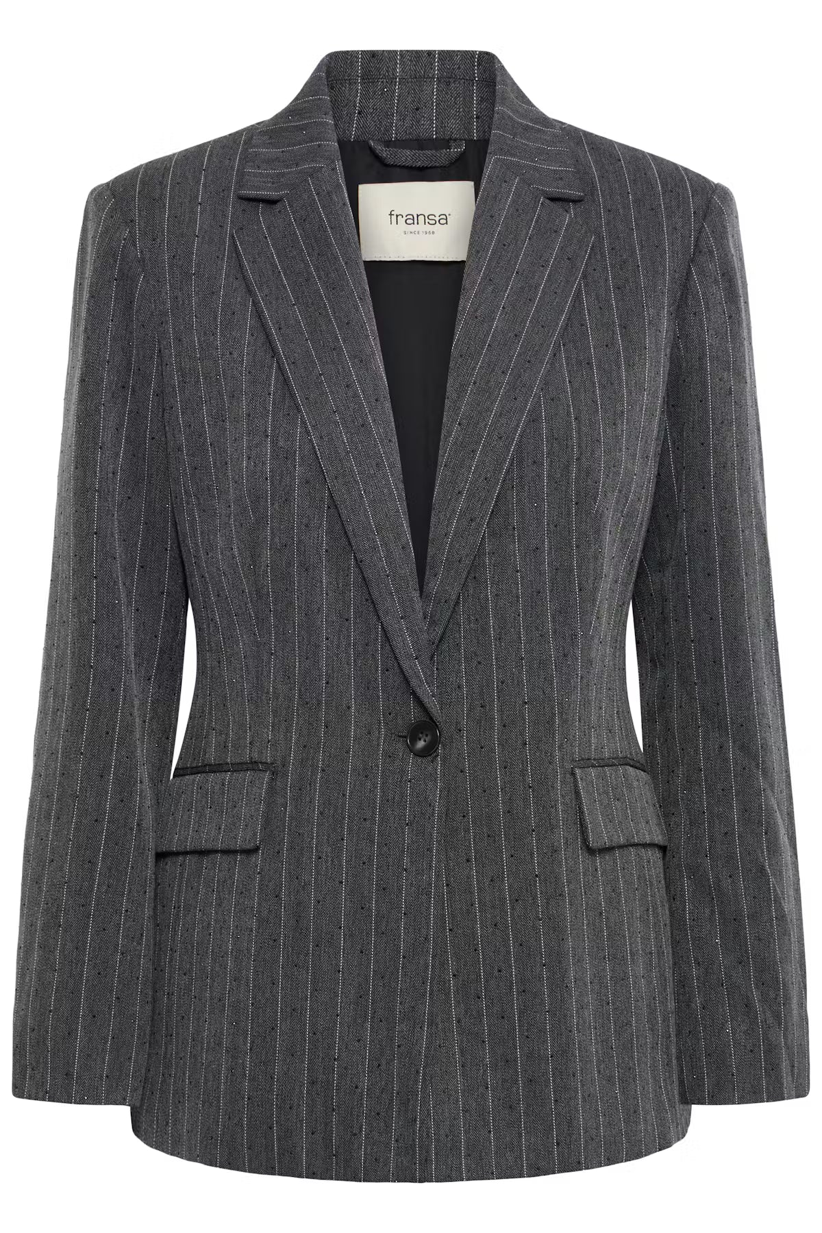 Fransa Stud-Embellished Pinstripe Blazer in Grey
