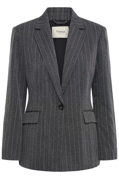 Fransa Stud-Embellished Pinstripe Blazer in Grey