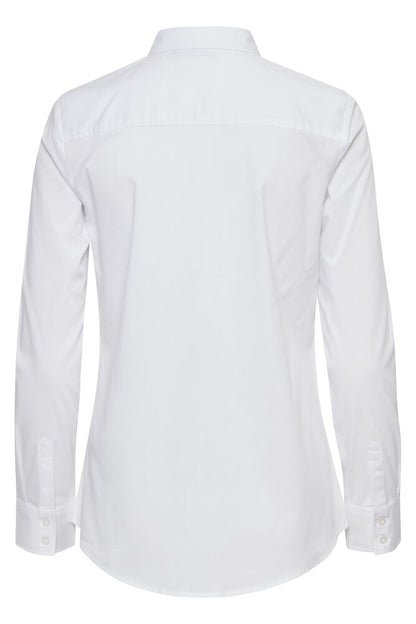Fransa Pure White Cotton Shirt Regular Fit