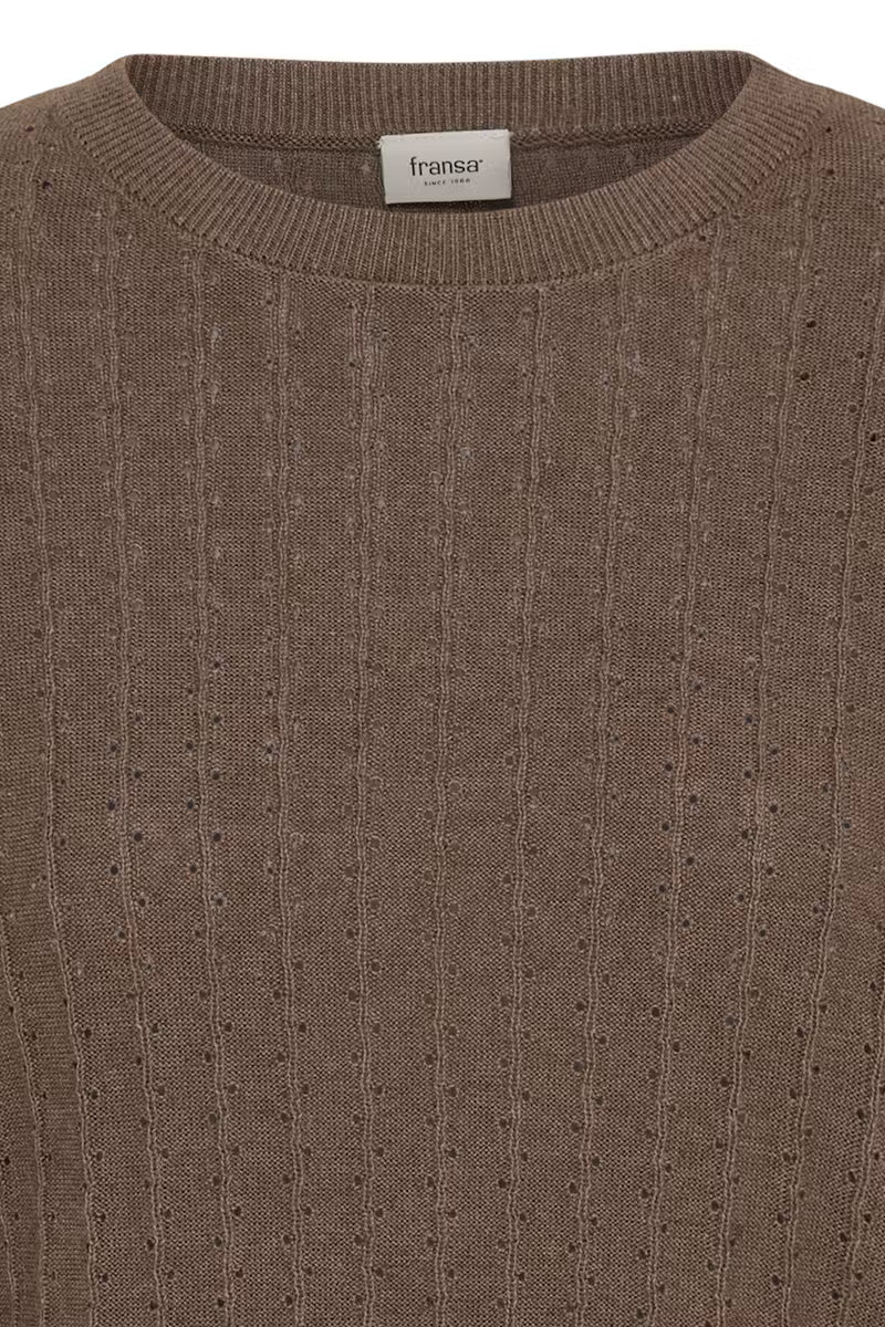 Fransa Cotton pointelle knit sweater 20618013