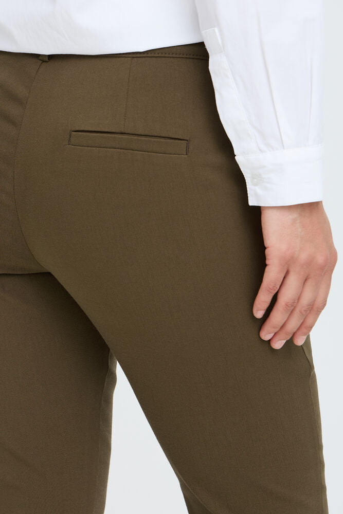 Byoung Dixi Hiwaist stretch slim Leg trousers in moss green  20816978 Green