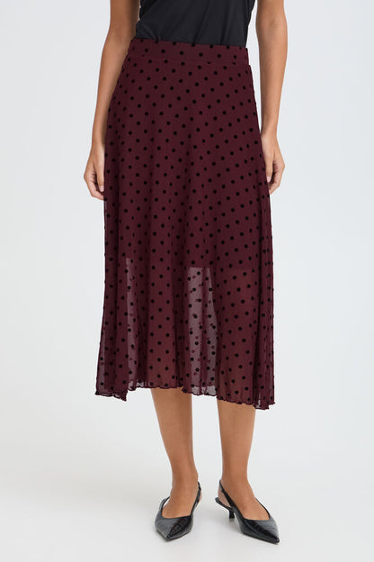 Fransa Mesh Midi Skirt on Port Royal with Black Polka Dot