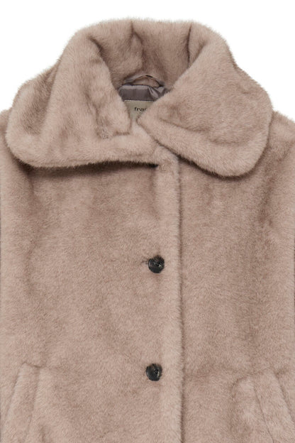 Fransa Doris Short Fur Jacket In Beige Driftwood or chocolate brown 20618549