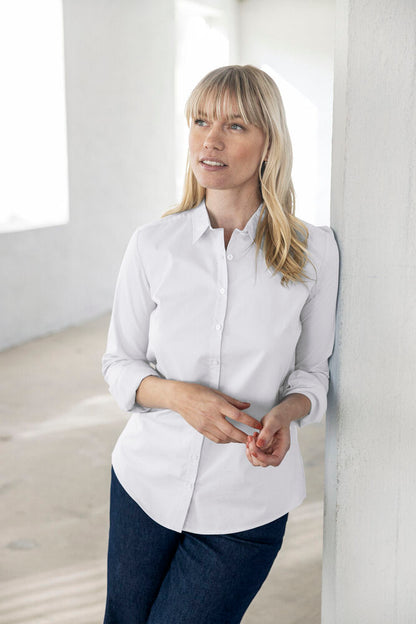 Fransa Pure White Cotton Shirt Regular Fit