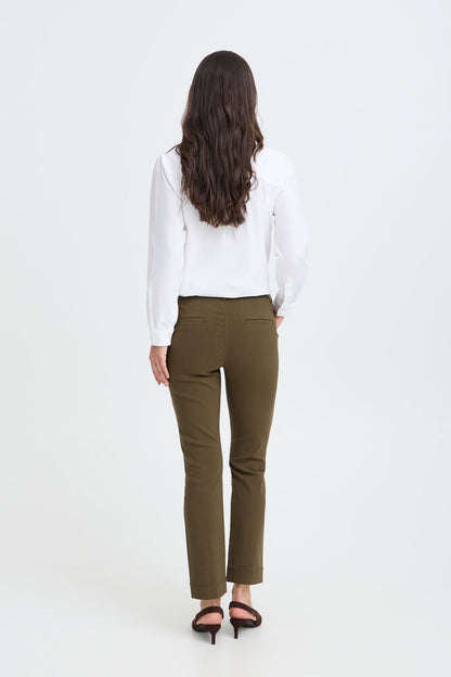 Byoung Dixi Hiwaist stretch slim Leg trousers in moss green  20816978 Green