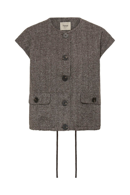 Fransa Wool blend Brown Herringbone Gilet 20618250