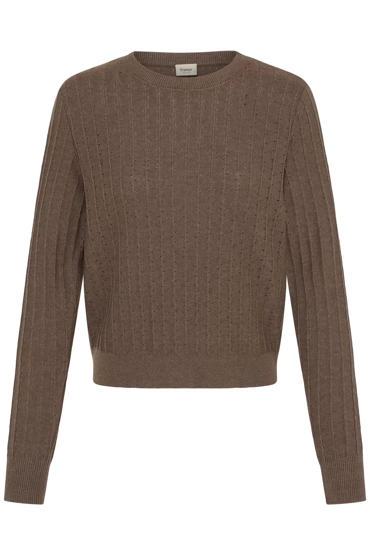 Fransa Cotton pointelle knit sweater 20618013