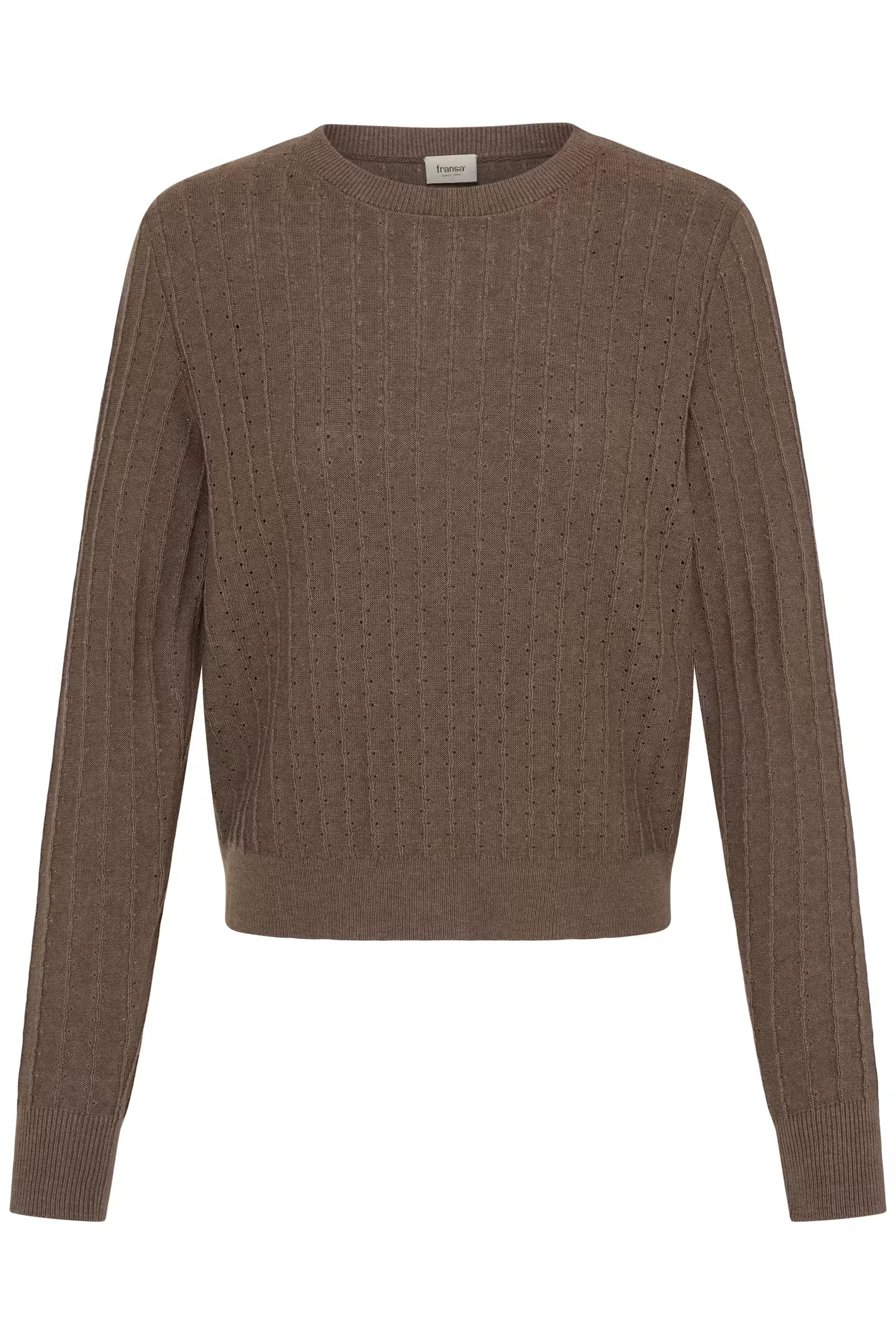 Fransa Cotton pointelle knit sweater 20618013