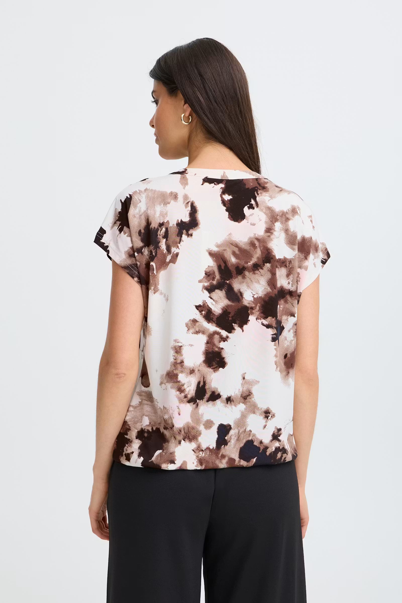 Fransa Watercolour print short sleeve top 20618048