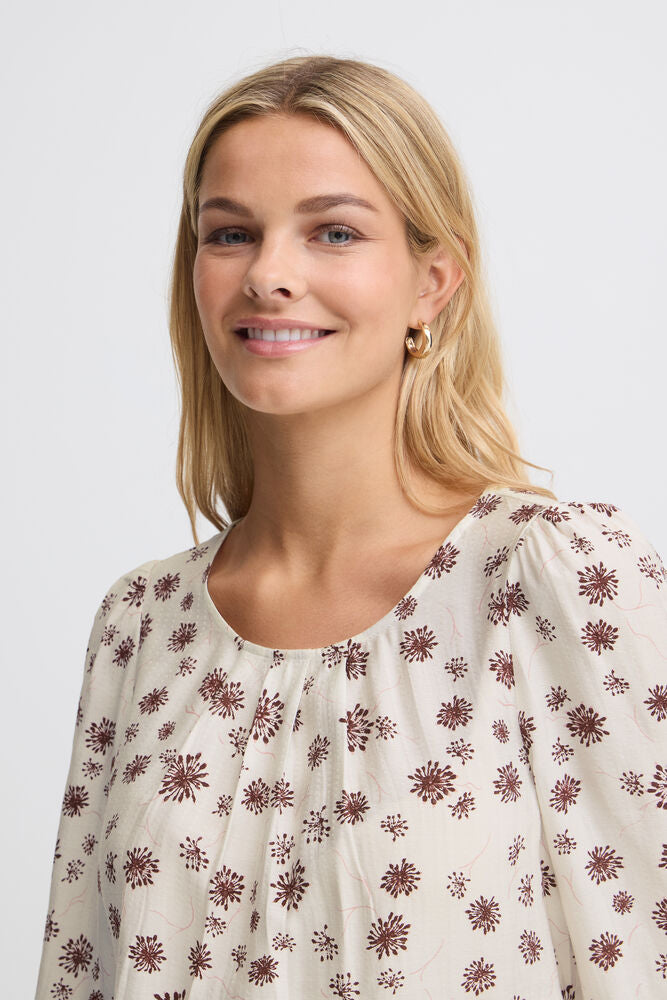 Fransa long sleeve blouse in Rum Raisin Print 20618053