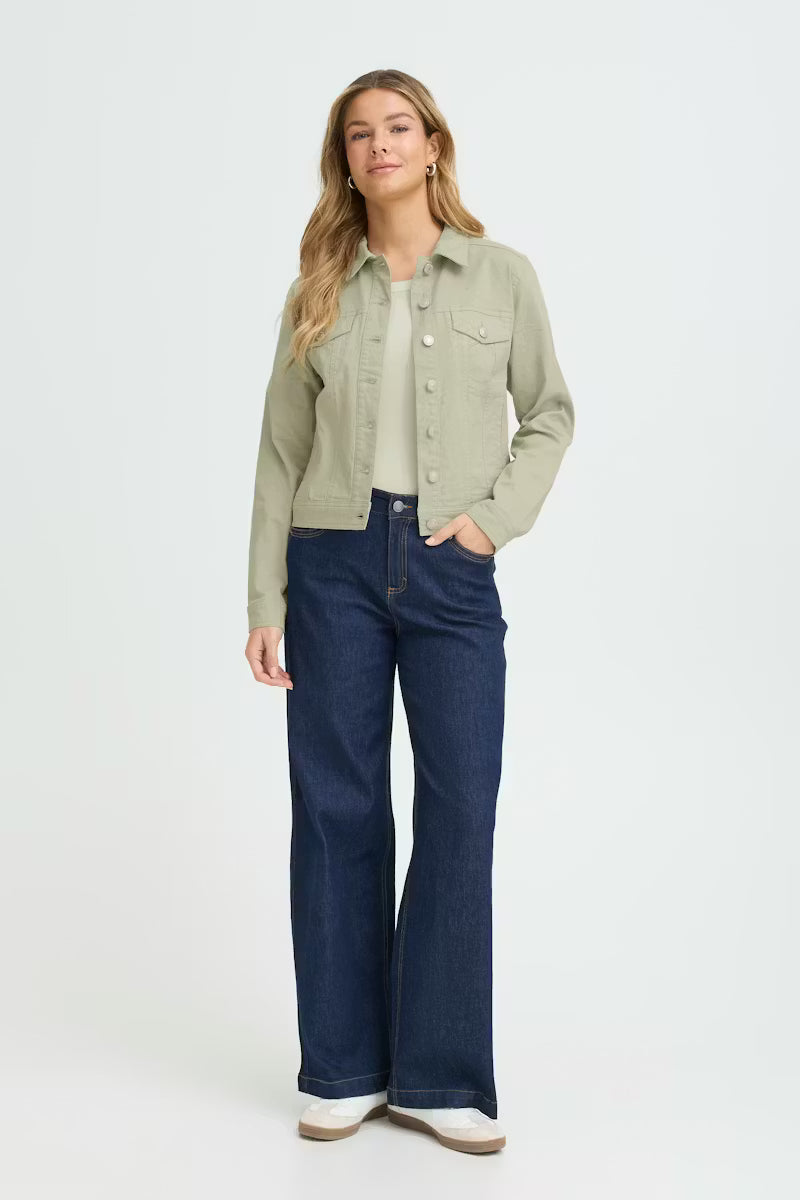 Fransa Twill short jacket in Desert Sage 20609189