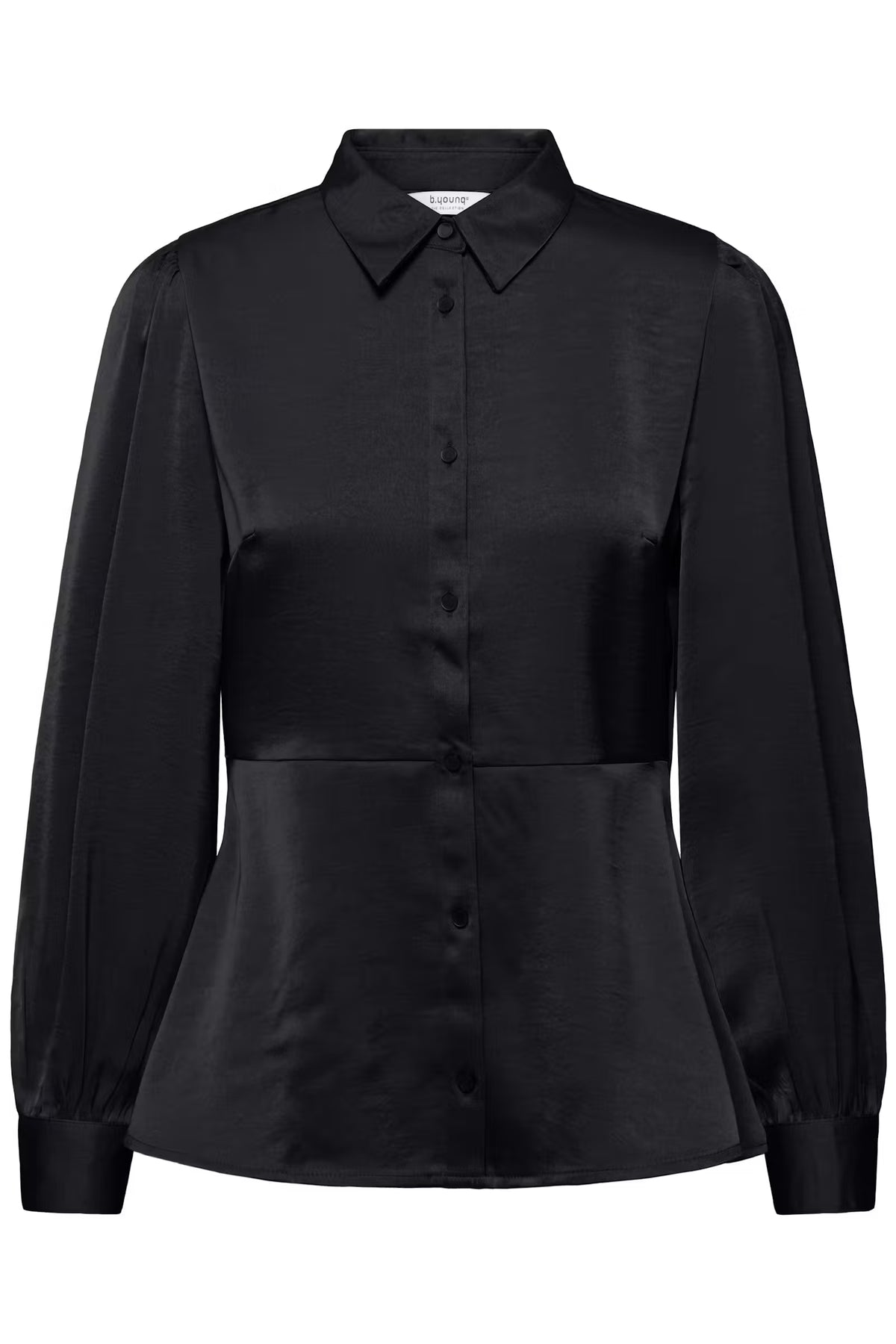 Byoung Satin Peplum Shirt with Long Sleeves