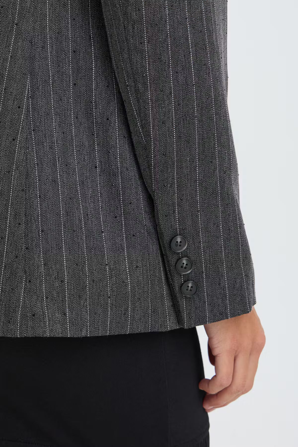 Fransa Stud-Embellished Pinstripe Blazer in Grey
