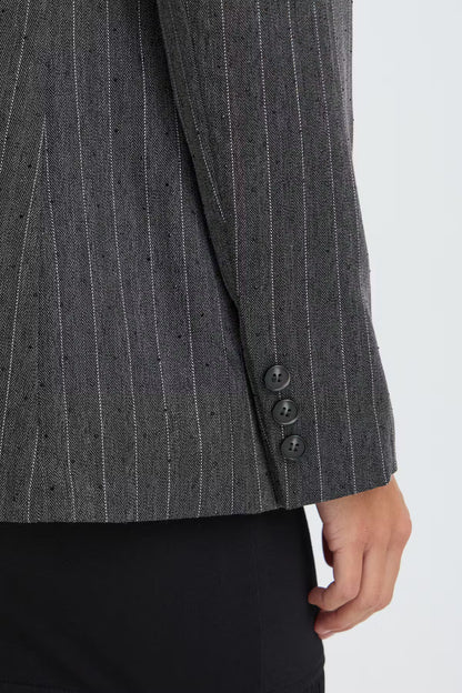 Fransa Stud-Embellished Pinstripe Blazer in Grey