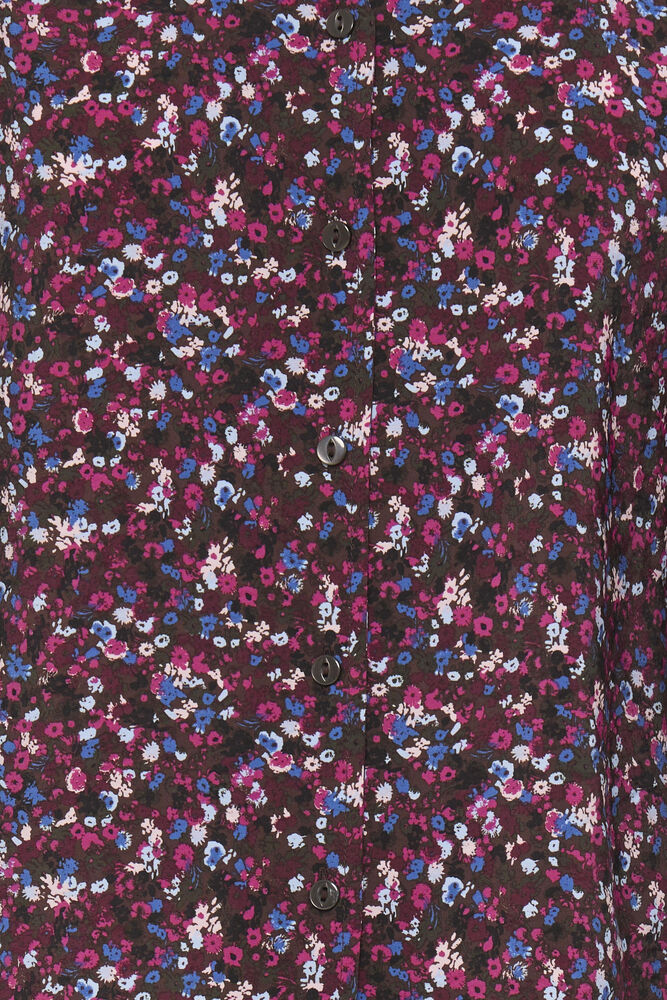 Byoung Byinari V Neck Blouse with collar in Java and Pink Print 20819404