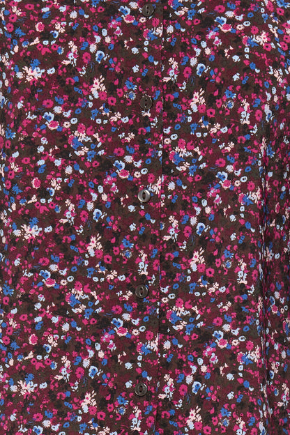Byoung Byinari V Neck Blouse with collar in Java and Pink Print 20819404