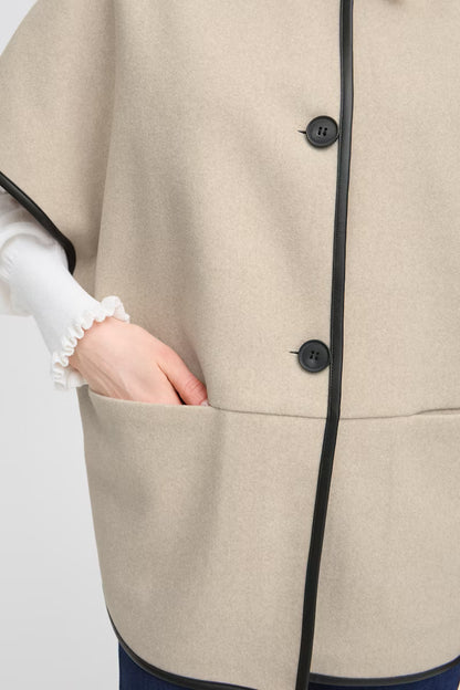 Fransa Short sleeve jacket with PU Trim