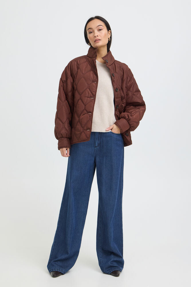 Fransa Diamond Quilted jacket in Rum Raisin 20617827