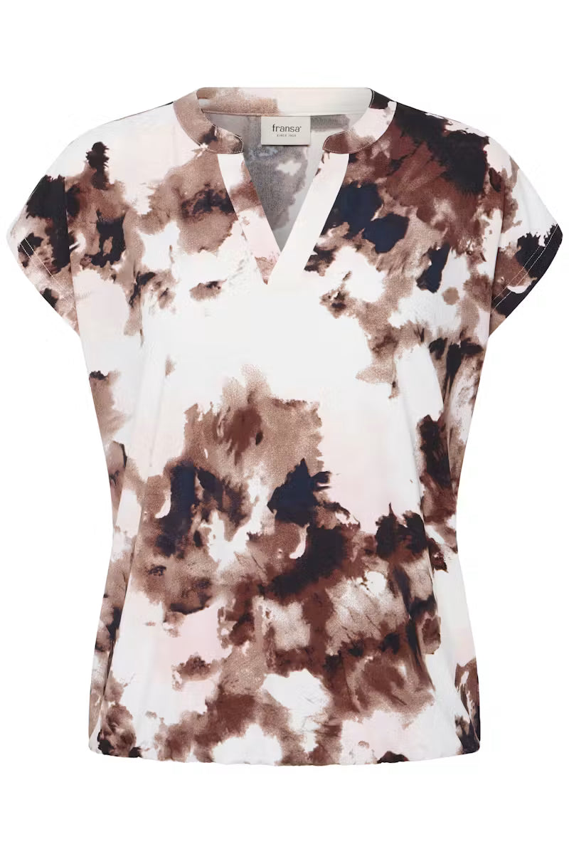 Fransa Watercolour print short sleeve top 20618048