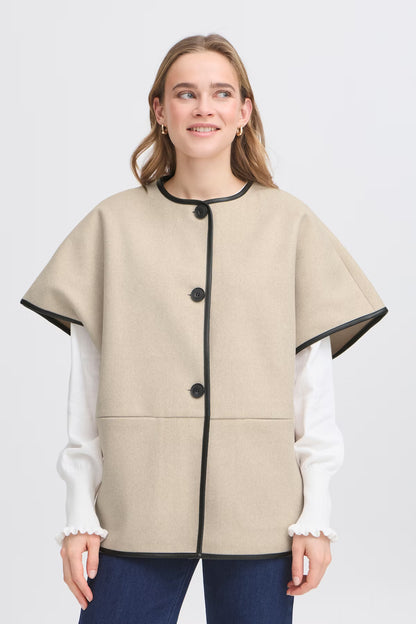 Fransa Short sleeve jacket with PU Trim