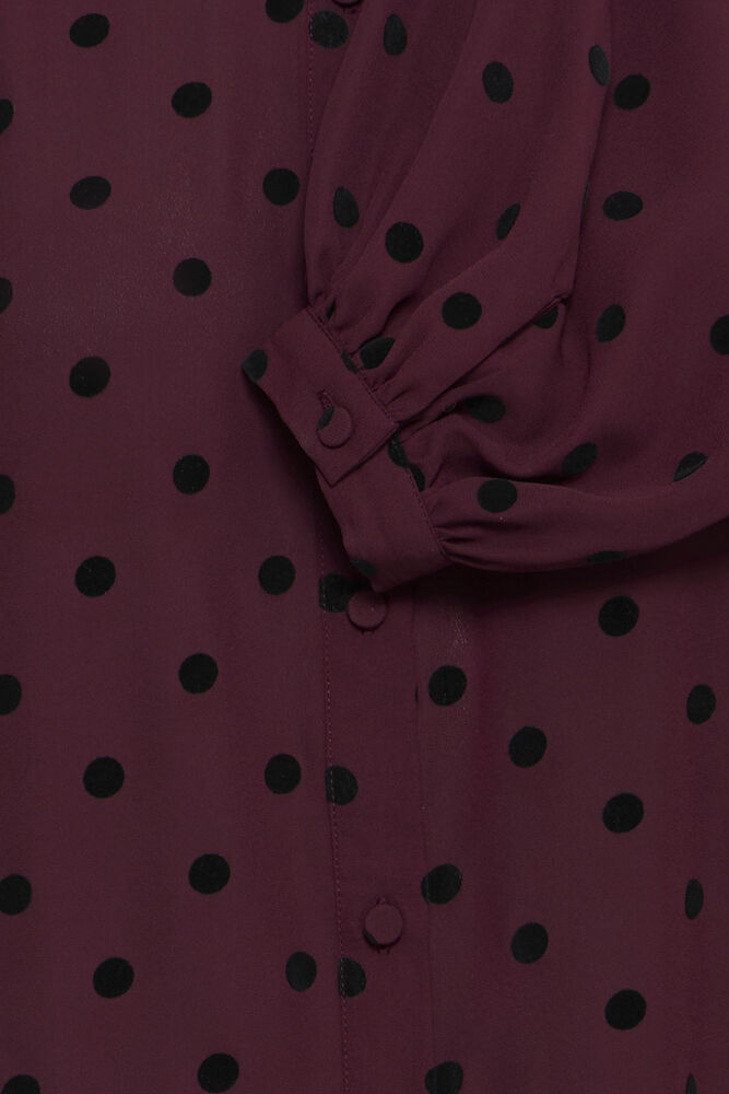 Fransa Long Sleeve Blouse in Port Royale with black Polka Dot  with20618461