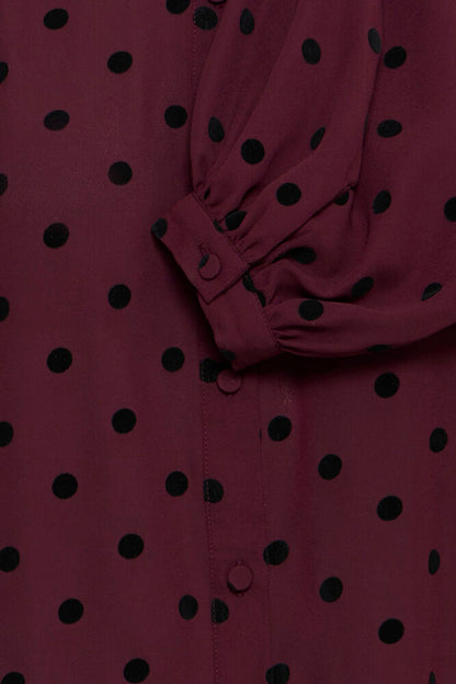 Fransa Long Sleeve Blouse in Port Royale with black Polka Dot  with20618461