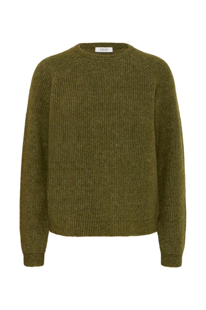 Byoung Round Neck Plain Jumper in Avocado Green 20819114